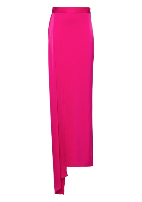 Gonna lunga con drappeggio in rosa - donna